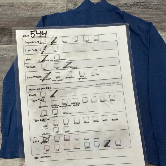 Banana Republic Blue Black Mens L Cotton Cashmere Blend 1/4 Zip Pullover Sweater - Picture 8 of 11